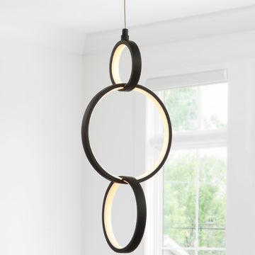 Loop 7.75" Adjustable Integrated LED Metal Ring Pendant - JONATHAN Y